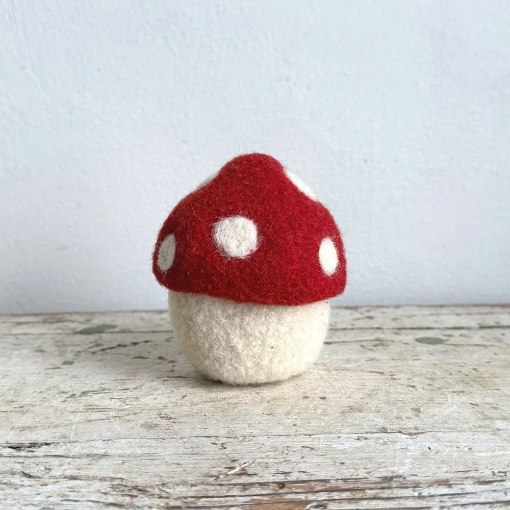 Handmade Needle Felted Wool Mushroom Toadstool Figurine Woodland Decor 4in